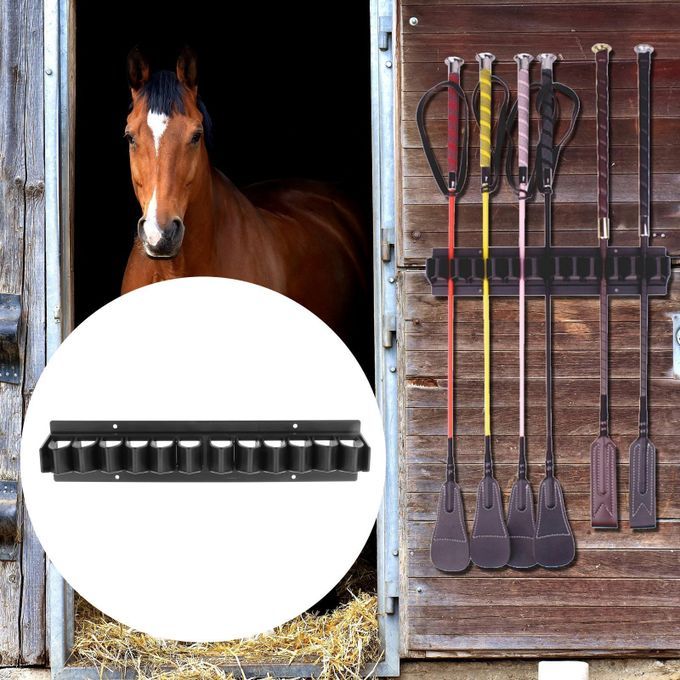 Horse Stables Riding  Rack Holder Holds Up To 12 Whips Black