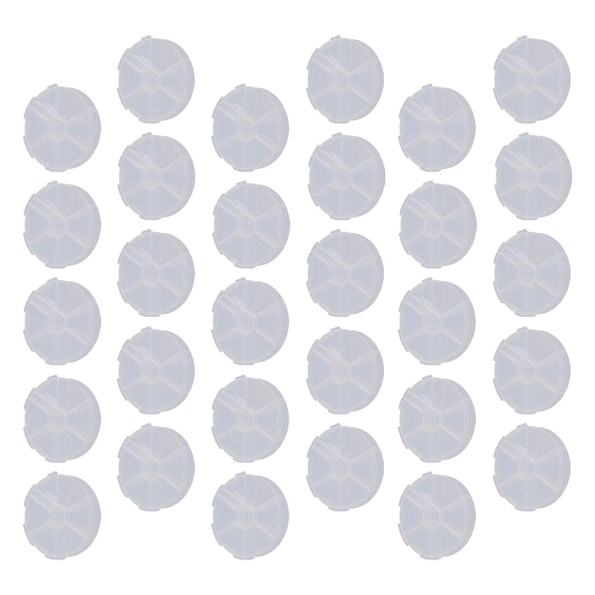 30Pcs Transparent Jewellery Cases With Lid Rings 6Compartment Ladies