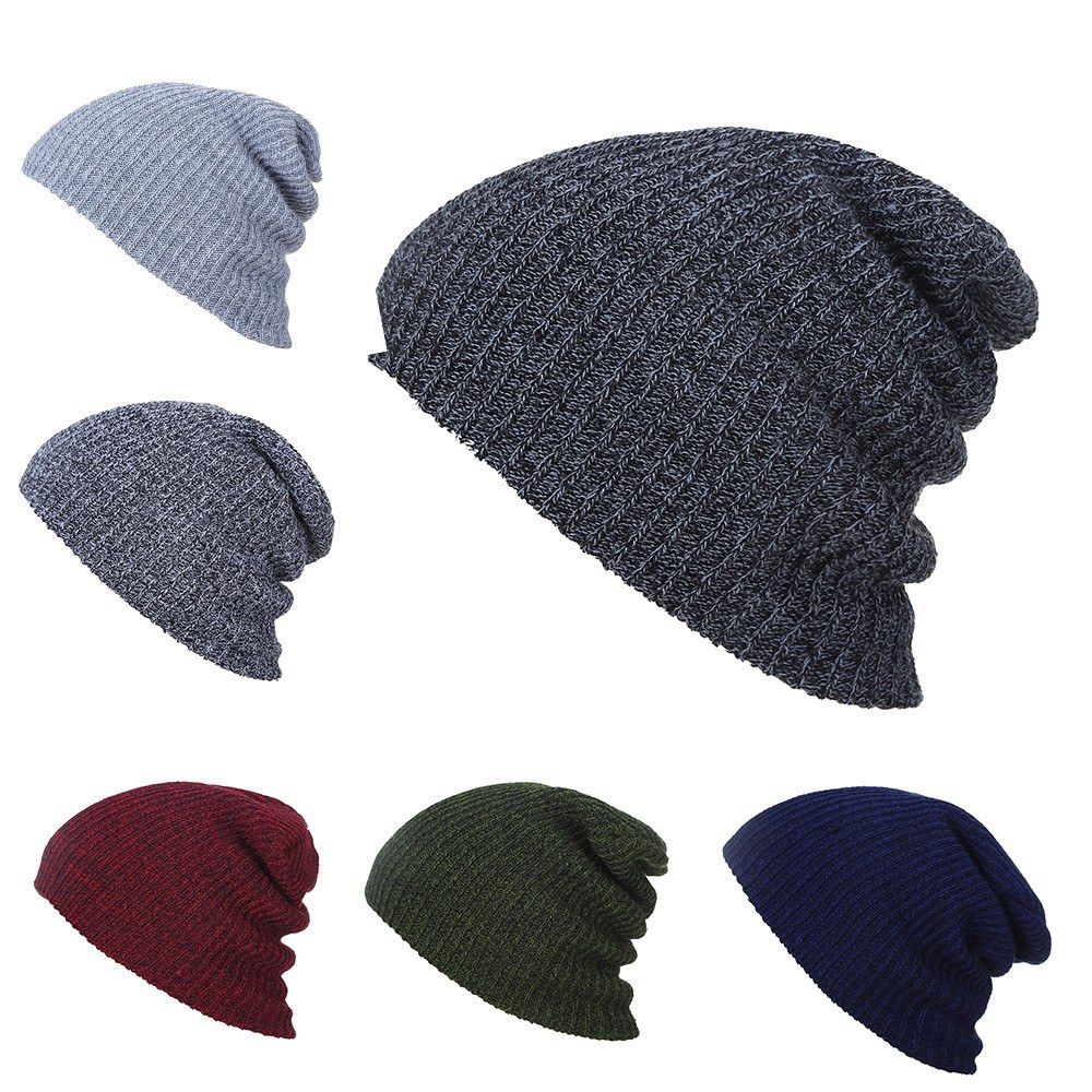 Mens Knitting Hat Winter Soft Warm Casual Acrylic Slouchy