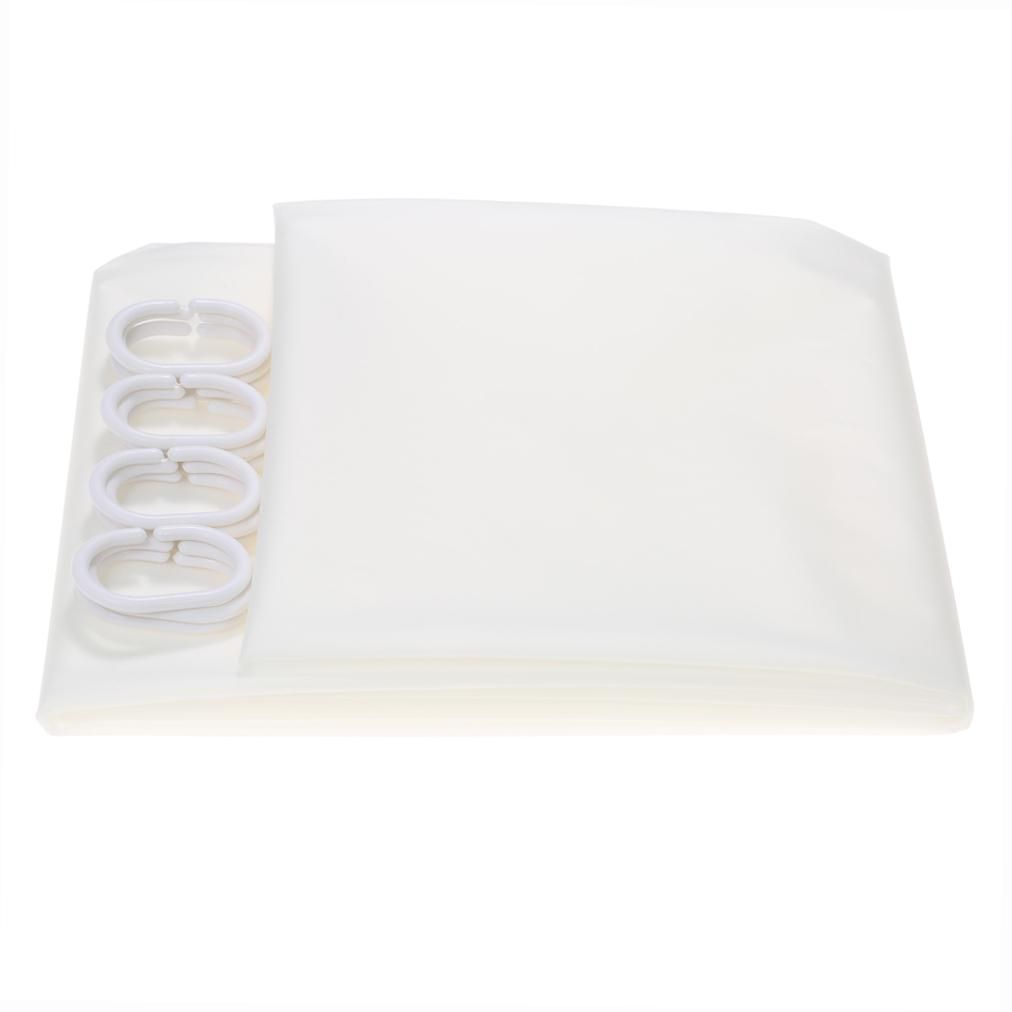 72 * 72'' White PEVA Waterproof Mildewproof Shower Curtain Home Hotel Bathroom Curtain with 12pcs Hooks