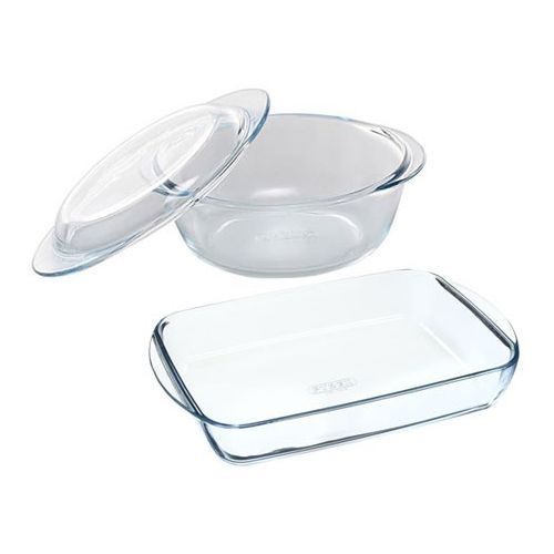 Irresistible Set Of 2 Glass Roaster & Casserole Dishes
