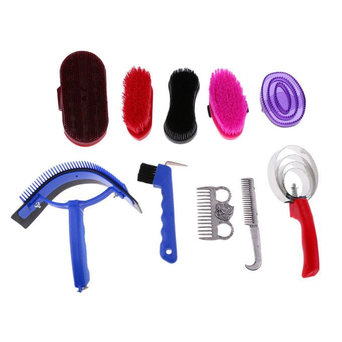 10 Pieces Horse Grooming Kit Equestrian Deluxe Horse Grooming Brush