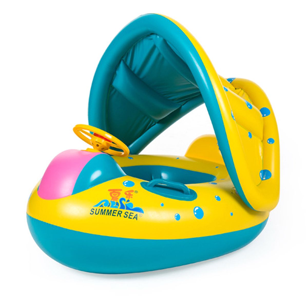 Portable Baby Swimming Float With Sun Protection Canopy Kids