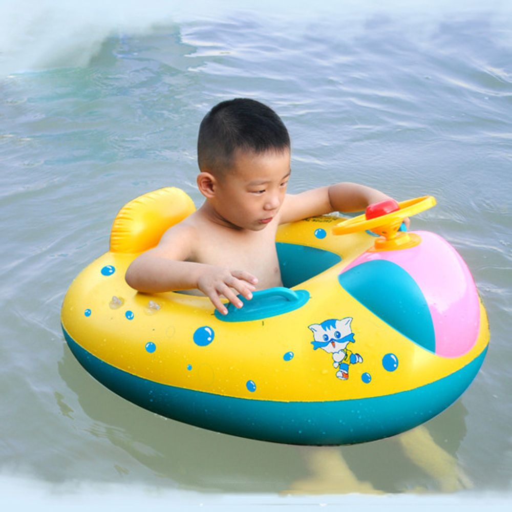 Portable Baby Swimming Float With Sun Protection Canopy Kids