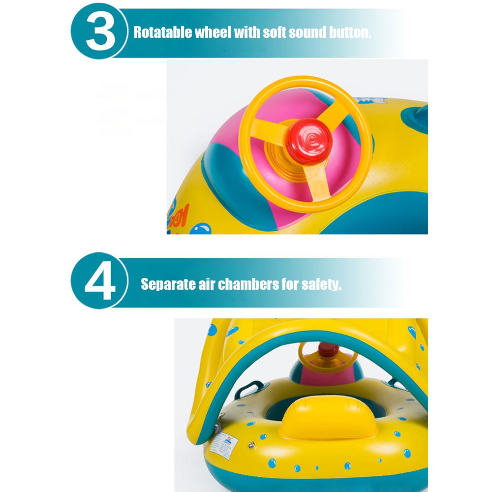 Portable Baby Swimming Float With Sun Protection Canopy Kids