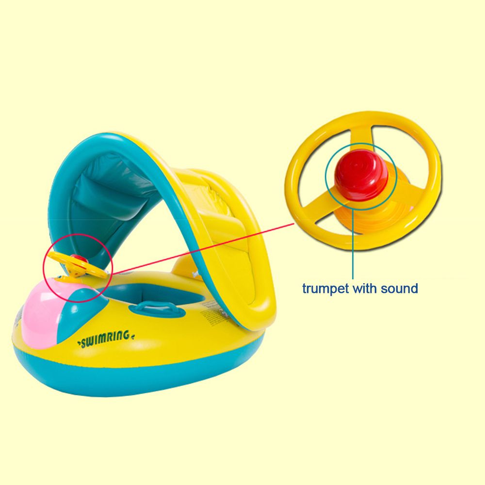 Portable Baby Swimming Float With Sun Protection Canopy Kids
