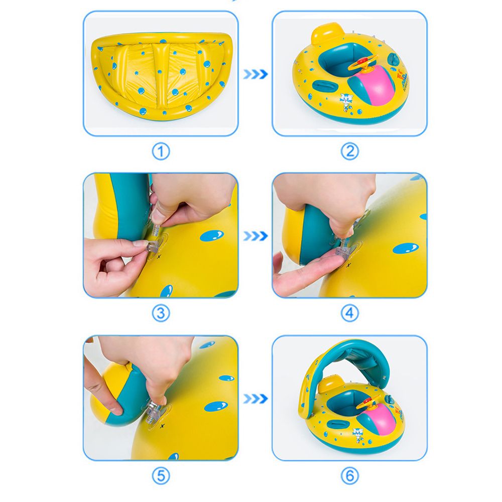 Portable Baby Swimming Float With Sun Protection Canopy Kids