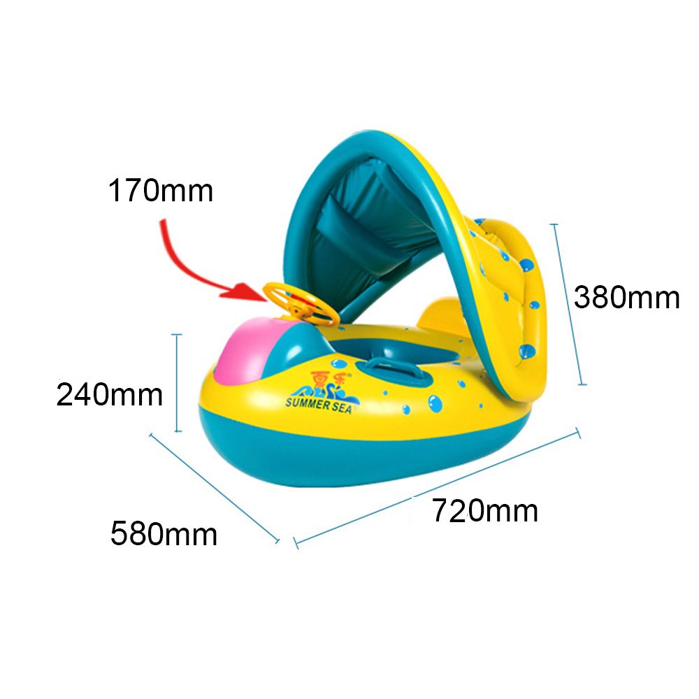 Portable Baby Swimming Float With Sun Protection Canopy Kids