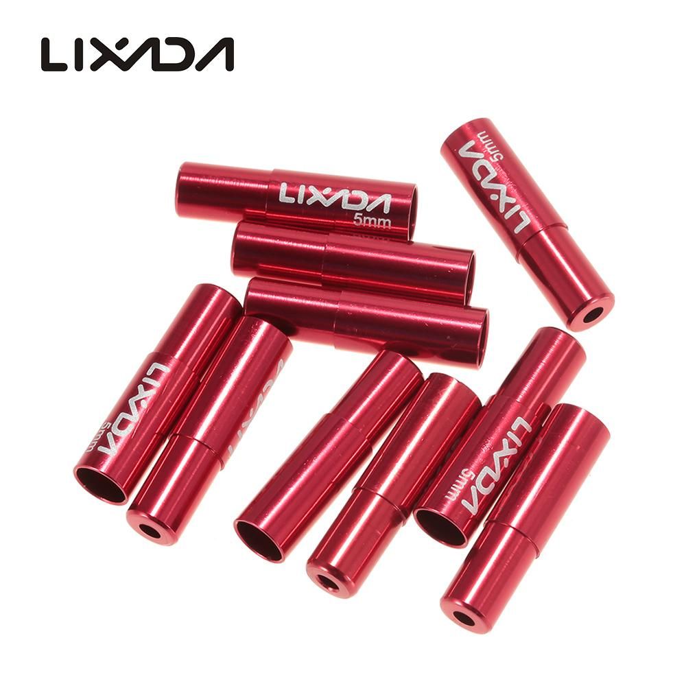 Lixada 10pcs 4mm/5mm Cycling Bike Derailleur Shift Brake Wire Cable End Cap Shifter Cable Housing Ferrules Tube Tops Replacement Set Aluminum Alloy