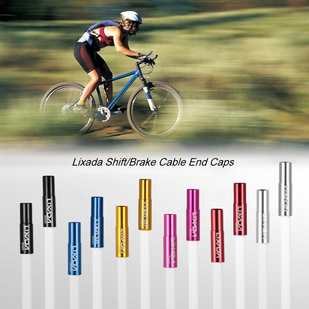 Lixada 10pcs 4mm/5mm Cycling Bike Derailleur Shift Brake Wire Cable End Cap Shifter Cable Housing Ferrules Tube Tops Replacement Set Aluminum Alloy
