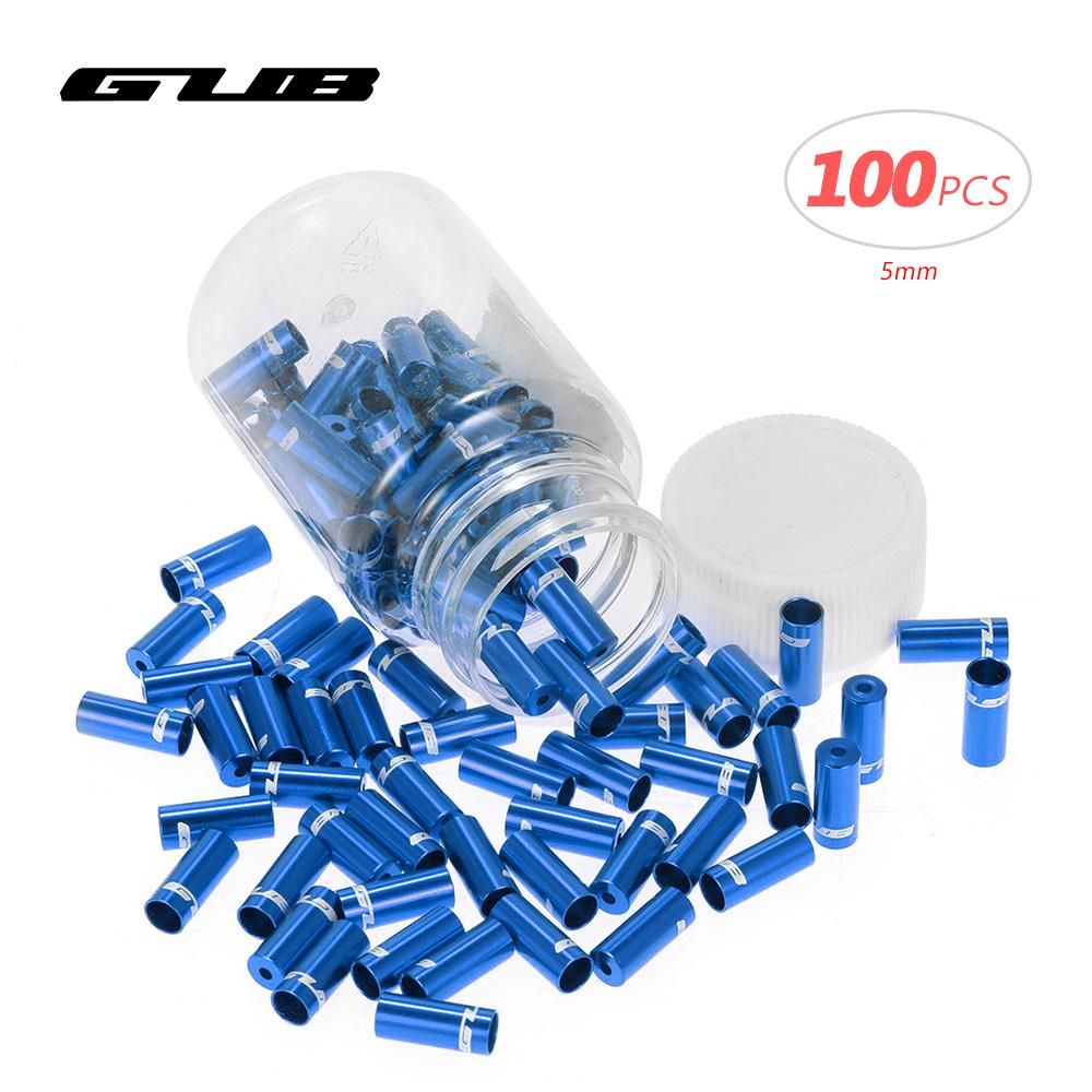GUB 100pcs 4mm/5mm Aluminum Alloy Bike Derailleur Shift Brake Wire Cable End Cap Shifter Cable Housing Ferrules Tupe Tops Replacement Set