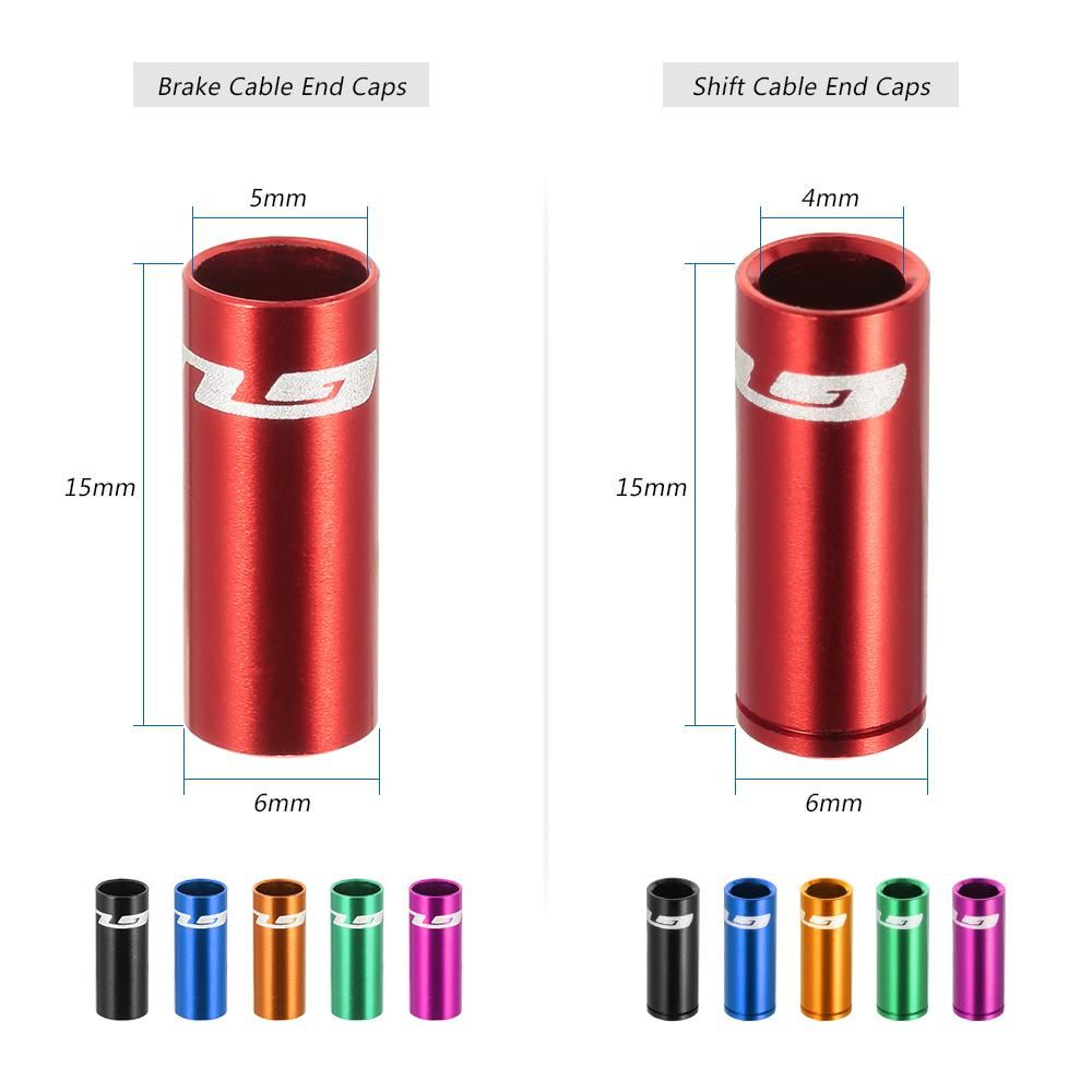 GUB 100pcs 4mm/5mm Aluminum Alloy Bike Derailleur Shift Brake Wire Cable End Cap Shifter Cable Housing Ferrules Tupe Tops Replacement Set