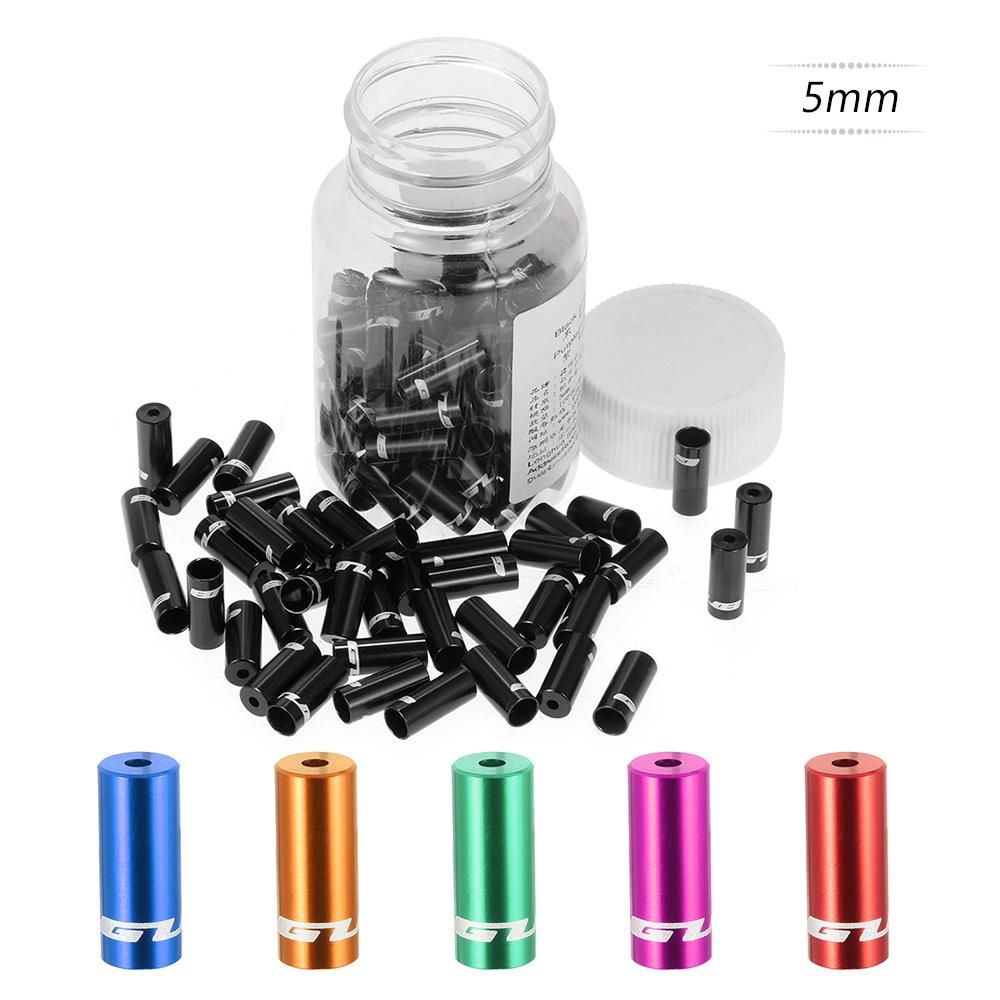 GUB 100pcs 4mm/5mm Aluminum Alloy Bike Derailleur Shift Brake Wire Cable End Cap Shifter Cable Housing Ferrules Tupe Tops Replacement Set