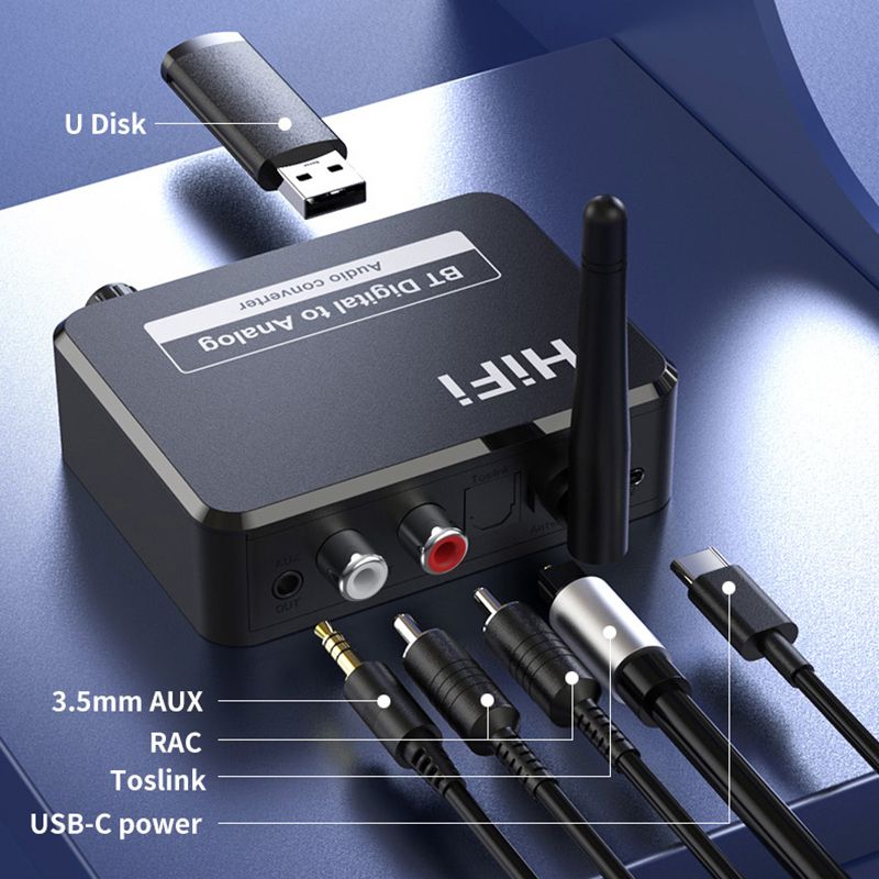 2 In1 Dac Bluetooth 5.1 Audio Receiver Digital To Analog