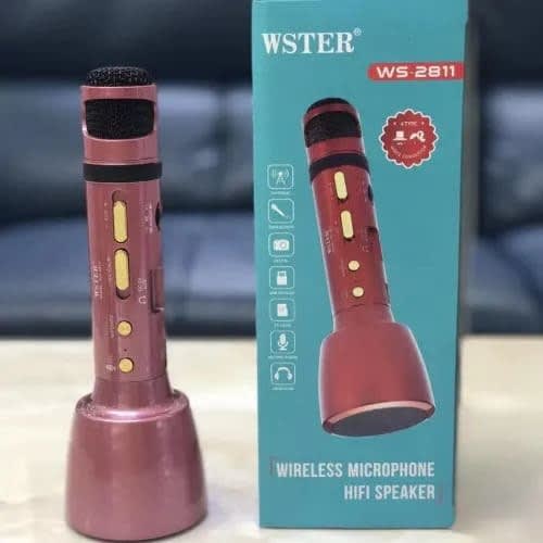 Wster Wireless Bluetooth Speaker & Microphone - Ws-2811 - Pink