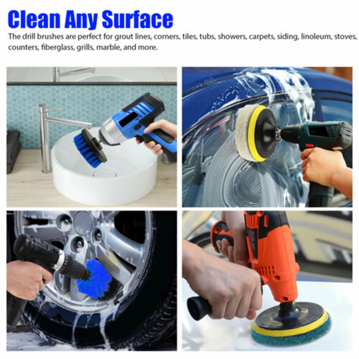 10Pcs Scrub Drill Brush Multi-purpose Kit Power Drill
