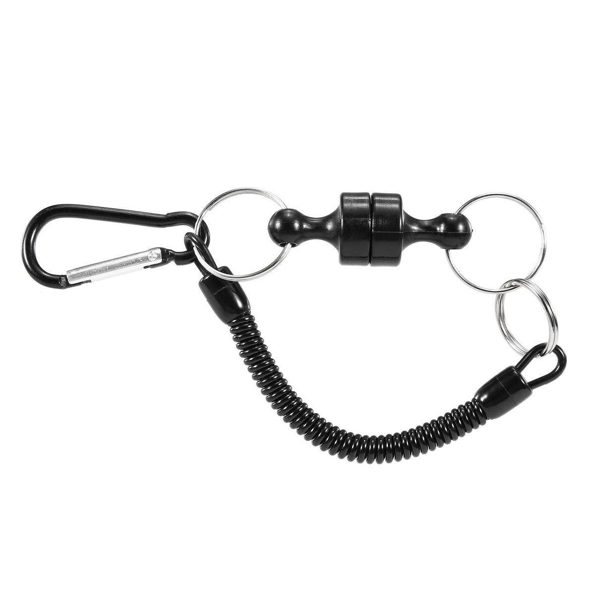 Lixada 6pcs Magnetic Release Holder with Coil Lanyard Carabiner Clip Magnetic Net Release for Fly Fishing