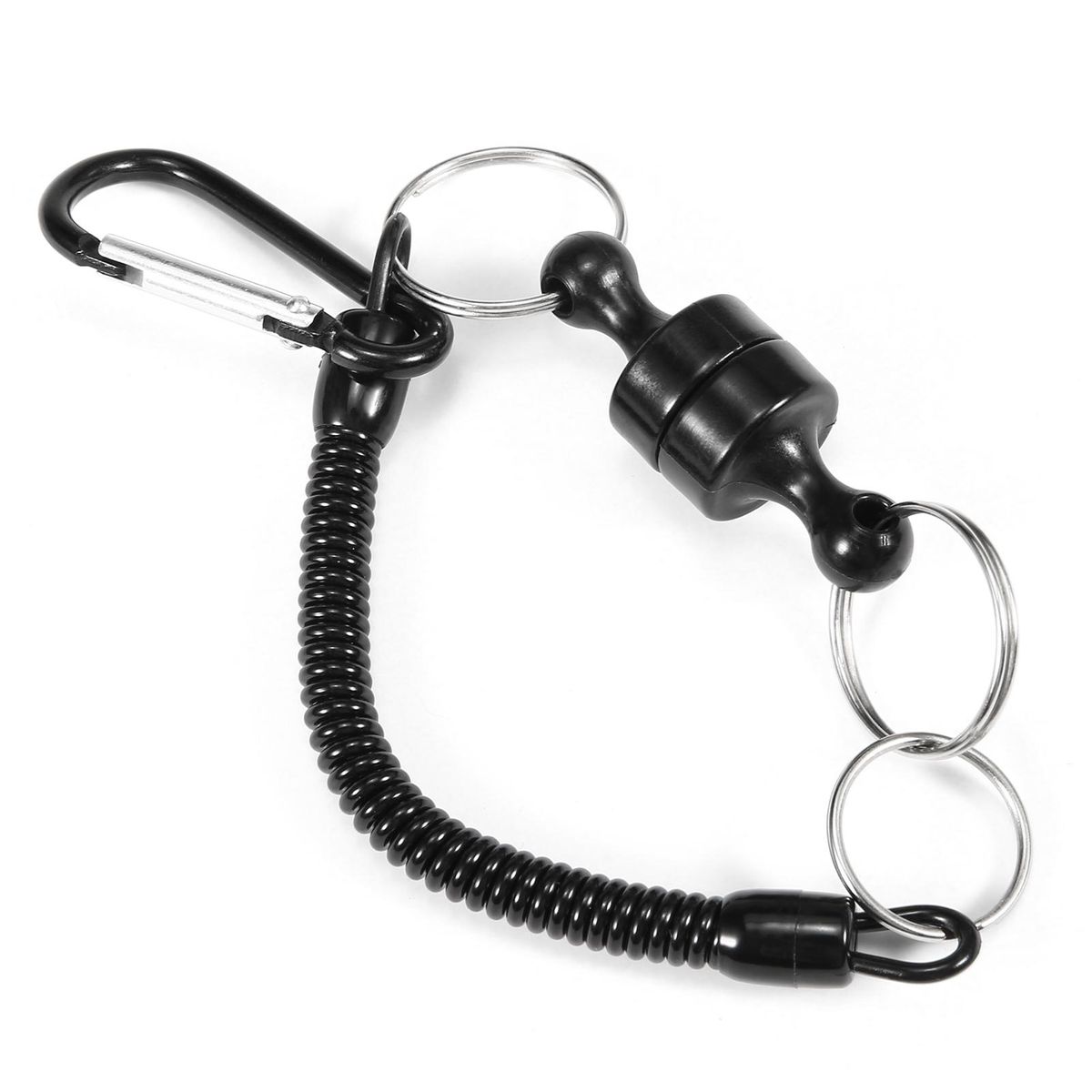 Lixada 6pcs Magnetic Release Holder with Coil Lanyard Carabiner Clip Magnetic Net Release for Fly Fishing