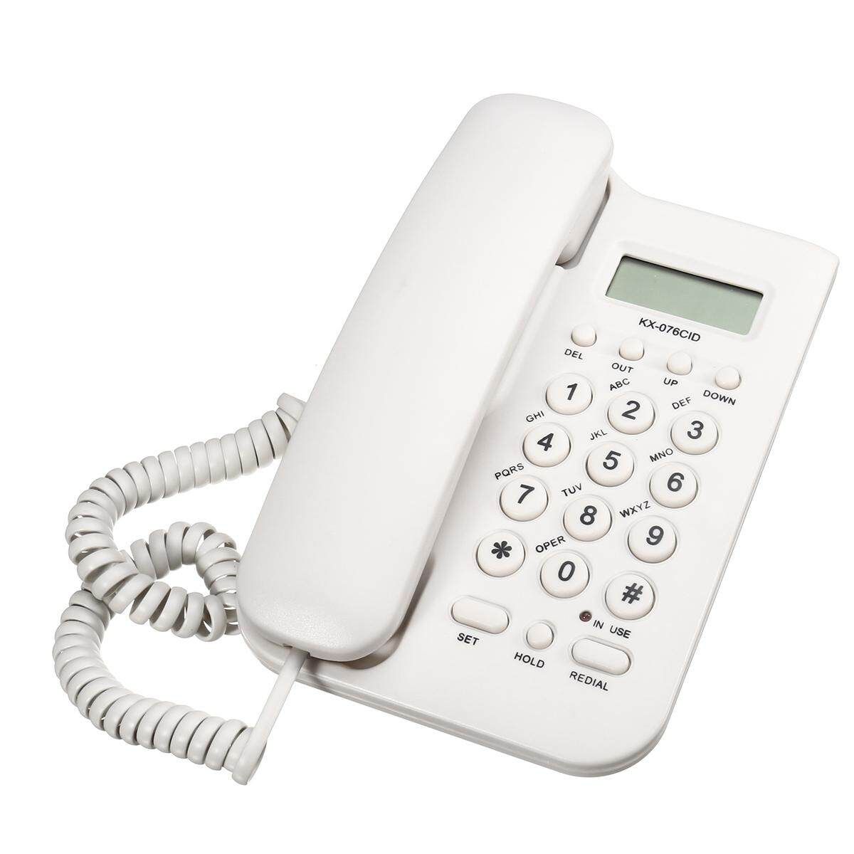 NEW WHITE Desktop Home Wall Mount Office Corded Phone Caller Id Telephone Clock