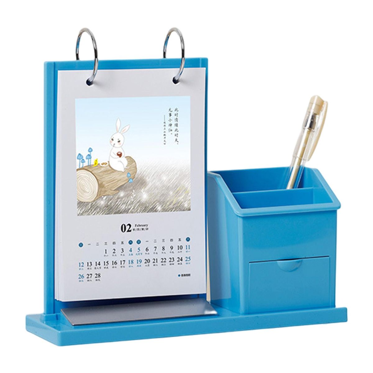 Mini Desk Calendar 2023 Calendar Table Planner Pen Storage Holder C