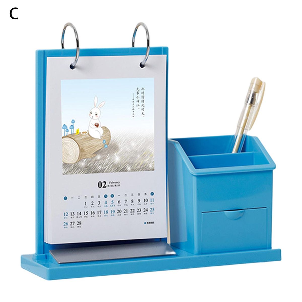 Mini Desk Calendar 2023 Calendar Table Planner Pen Storage Holder C