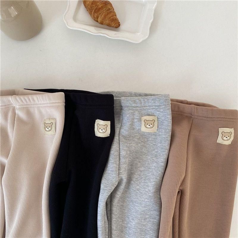 Autumn and Winter New Korean Girls Single-Layer Fleece-Lined Fashion All-Match Leggings Boys Baby Fleece Stretch Feet Pants Trousers