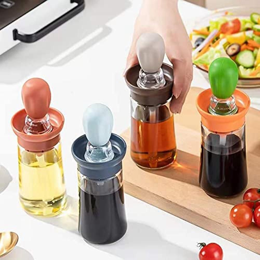 Olive Oil Dispenser Bottle with Brush, Measuring Oil