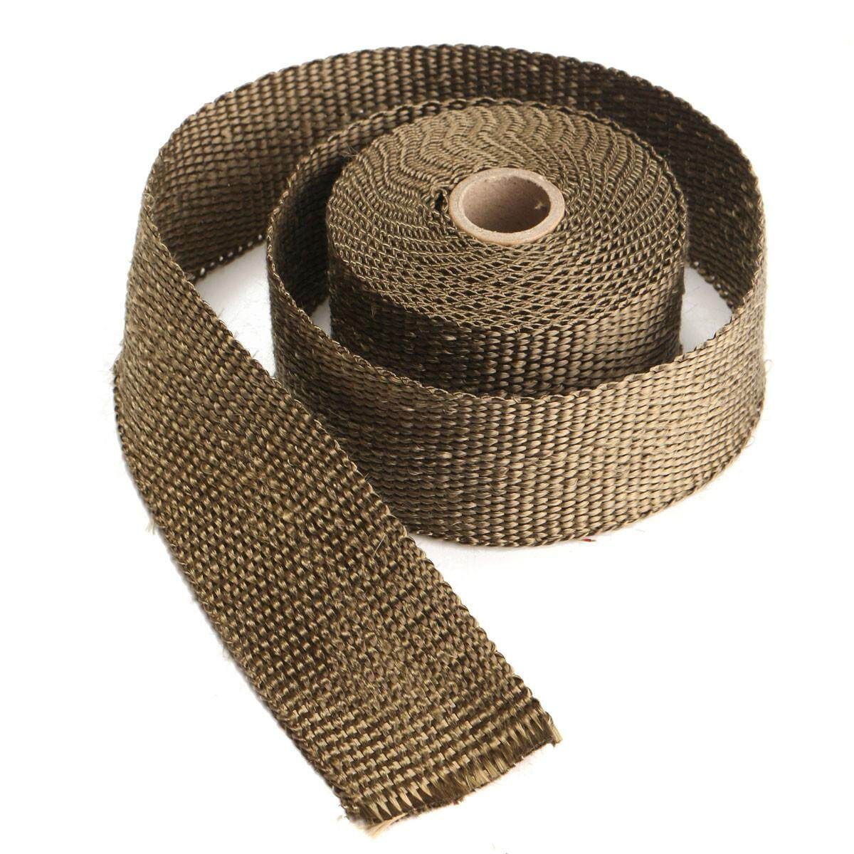 5M High Temp Titanium Glass Fiber Heat Wrap Exhaust Manifold Downpipe 6 Cable