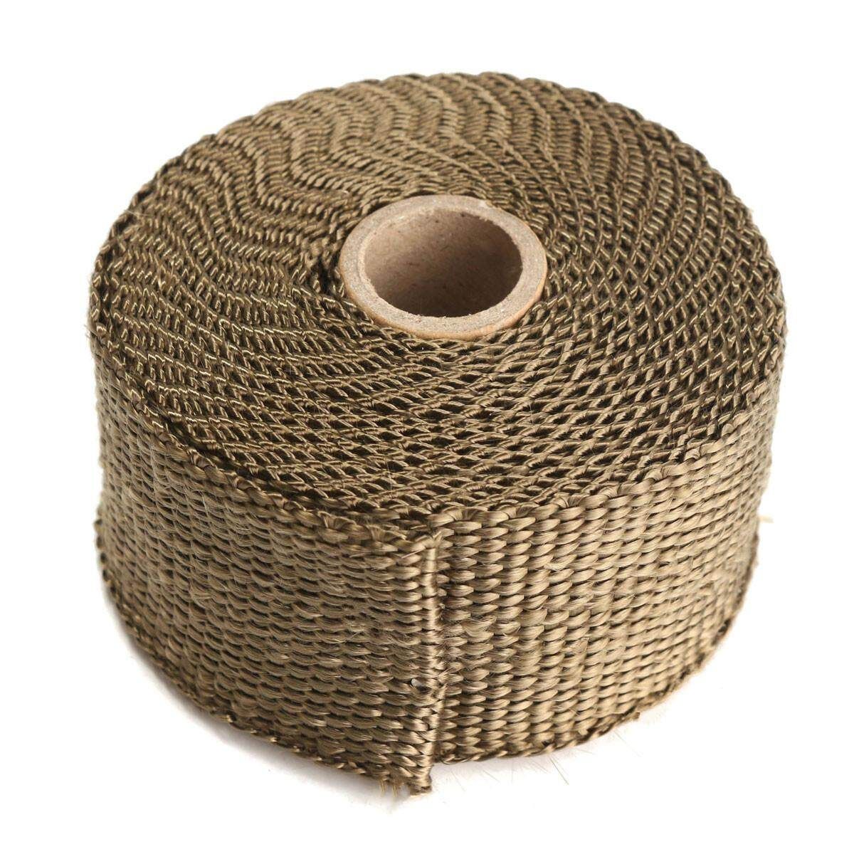 5M High Temp Titanium Glass Fiber Heat Wrap Exhaust Manifold Downpipe 6 Cable