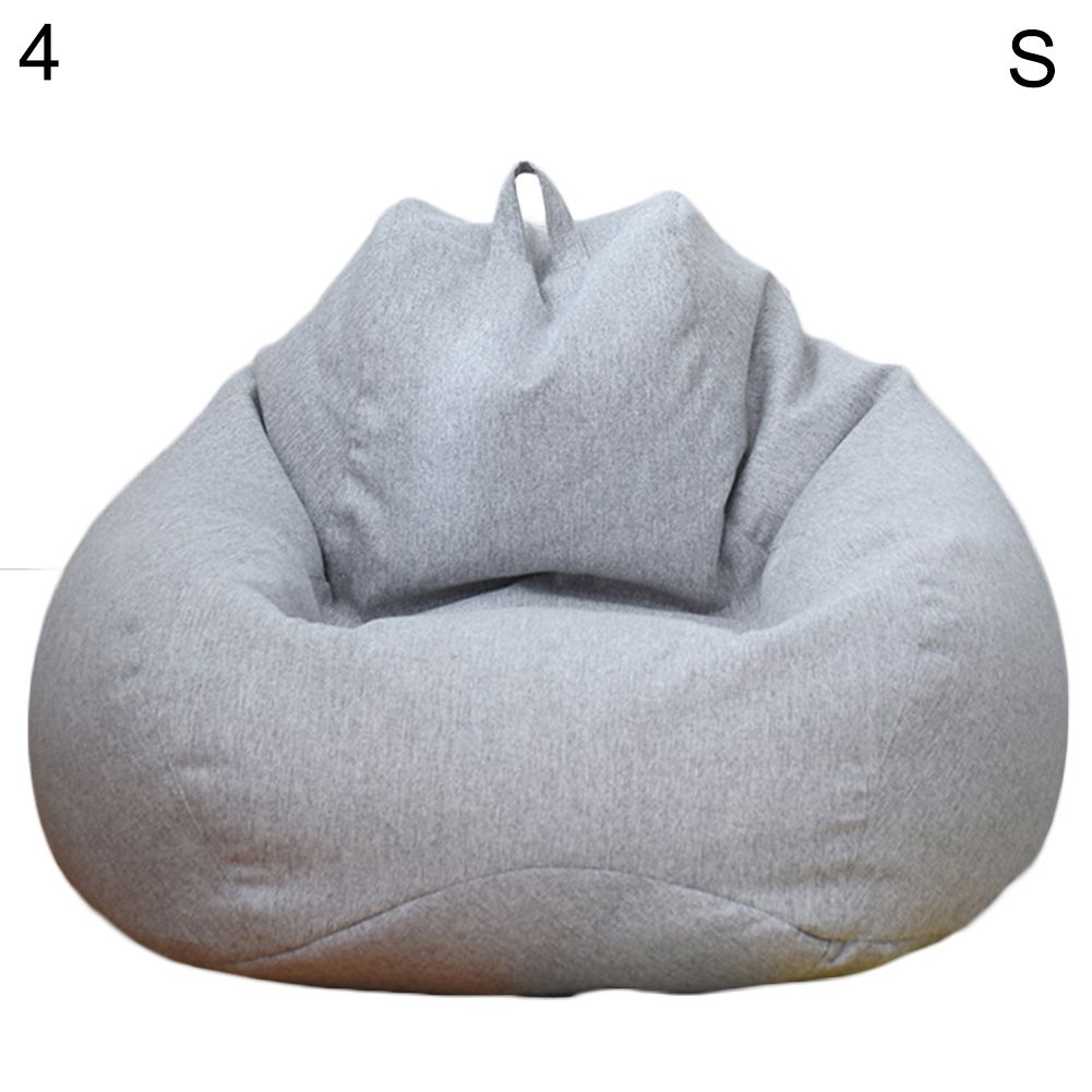Solid Color Cloth Lazy Lounger Bean Bag Sack Chair Sofa Dust Cover Decoration-Light Grey