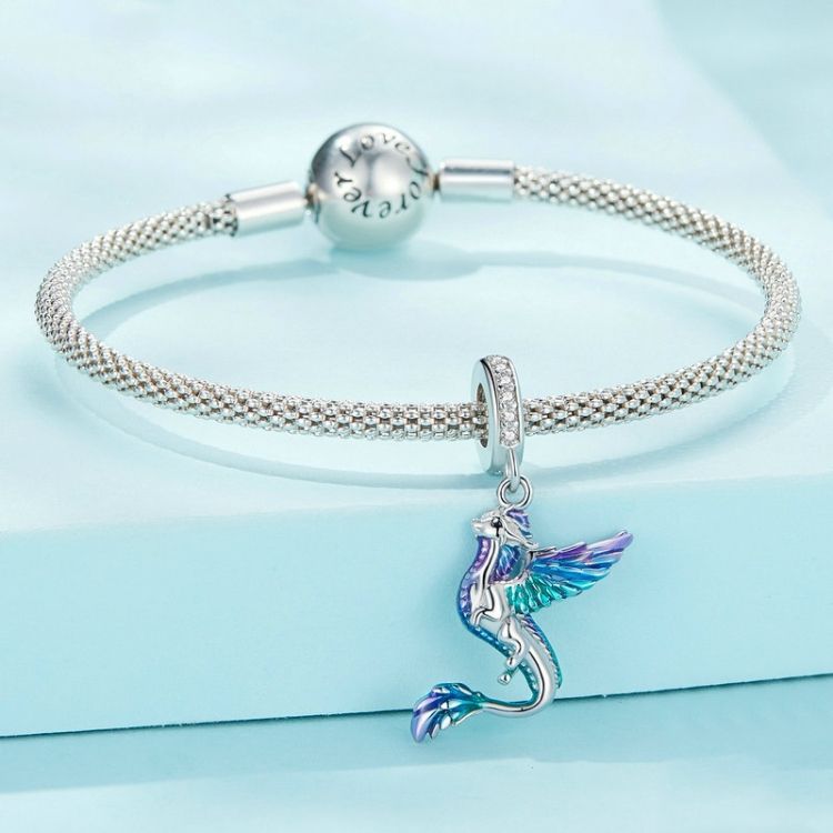 SCC2447 Dragon White Gold Plated Zircon Bracelet Beads
