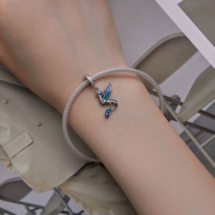 SCC2447 Dragon White Gold Plated Zircon Bracelet Beads