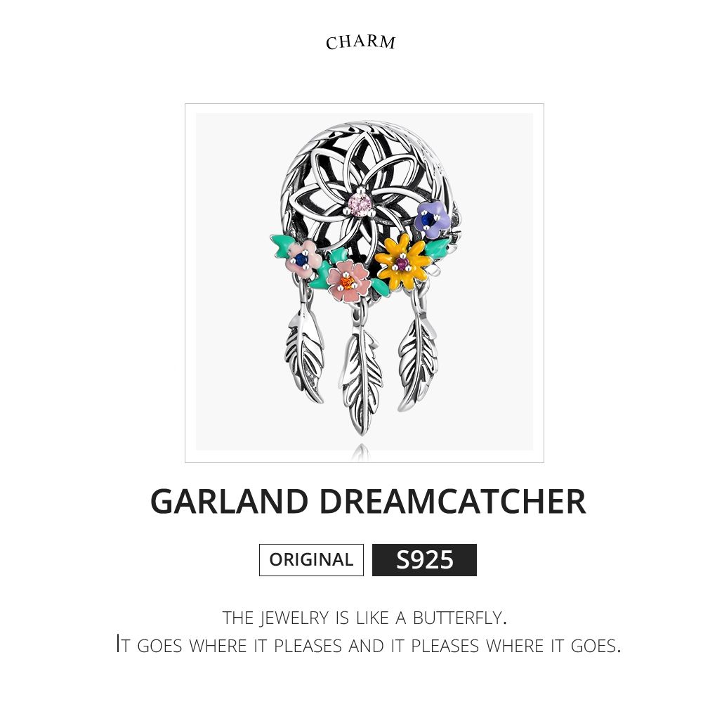 S925 Sterling Silver Wreath Dream Catcher Beads