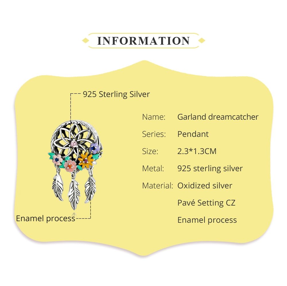 S925 Sterling Silver Wreath Dream Catcher Beads