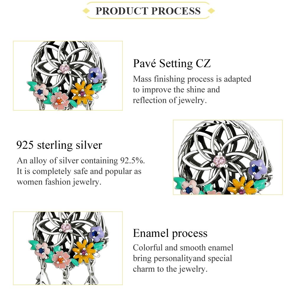 S925 Sterling Silver Wreath Dream Catcher Beads