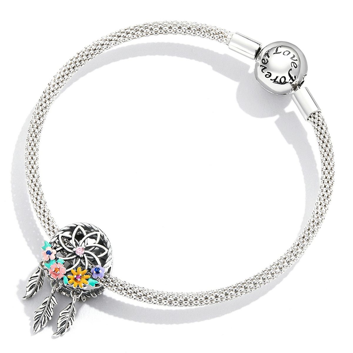 S925 Sterling Silver Wreath Dream Catcher Beads