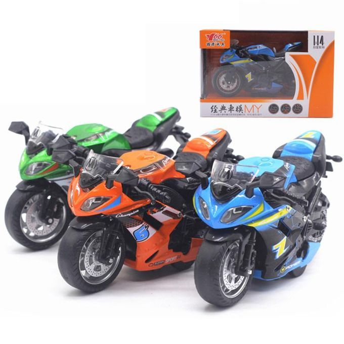 1/14 Simulation Motorcycle Pull Back Model With LED-Blue