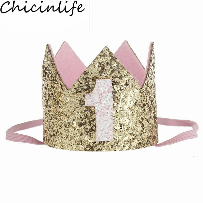 (Gold 1)1Pcs 1 2 3 Years Birthday Crown Headband Boy Girl 1s