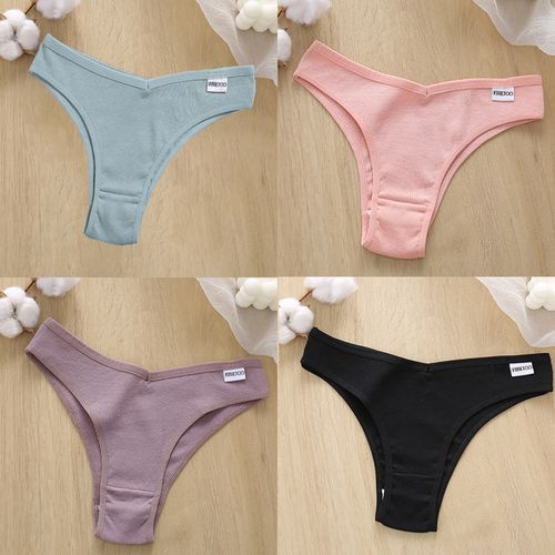 4PCS/Set Cotton Panties Women's Panties Sexy Female Underpants Low Waist Underwear Women Pantys Lingerie M_XL(#Set 12)
