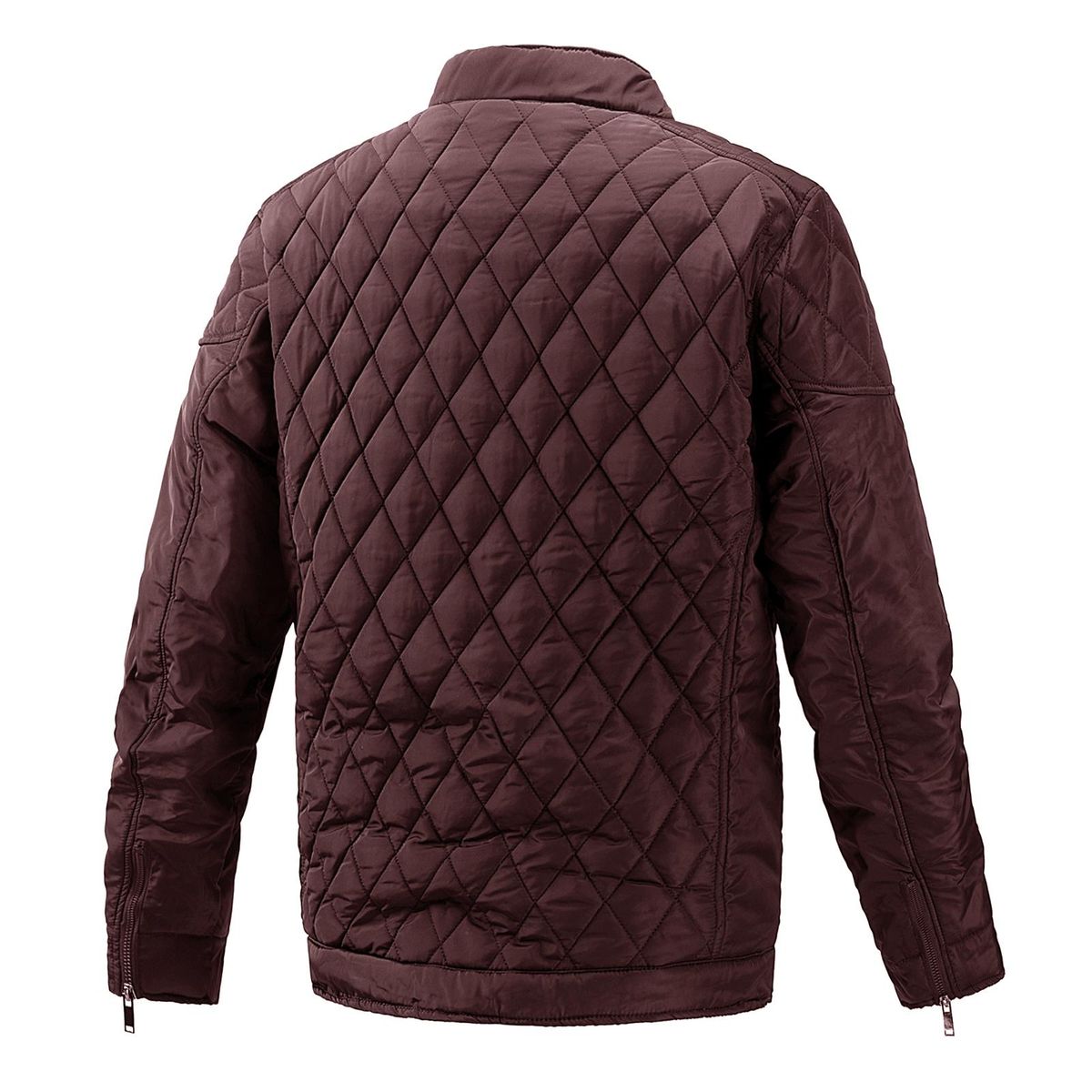 Men Quilted Coat with Pockets Stand Collar Zip up Jacket for Winter Fall