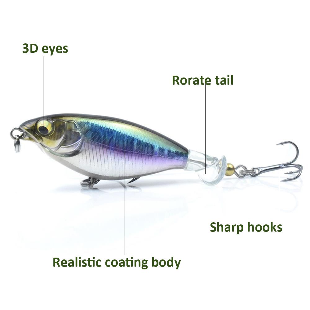 3.5in / 0.4oz Topwater Soft Rotating Fishing Lure Bionic