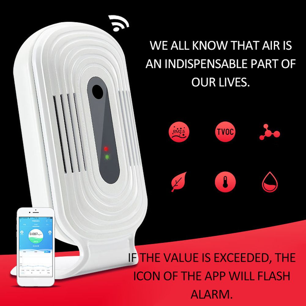 Portable Intelligent WIFI Home Professional Smog CO2 Meter HCHO TVOC Air Quality Monitor Tester Detector Sensor Temperature Co2