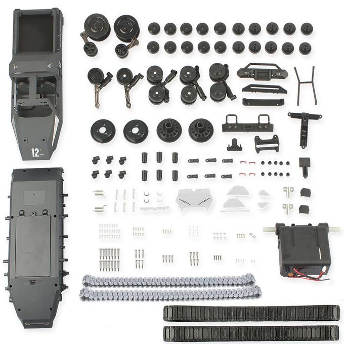 Toy Grade 1/12 RC Tank Car Kits With Metal Track DIY 2.4G Boys Gray