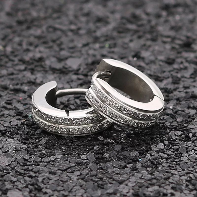 Mens White Gold Hoop Luxury Earrings