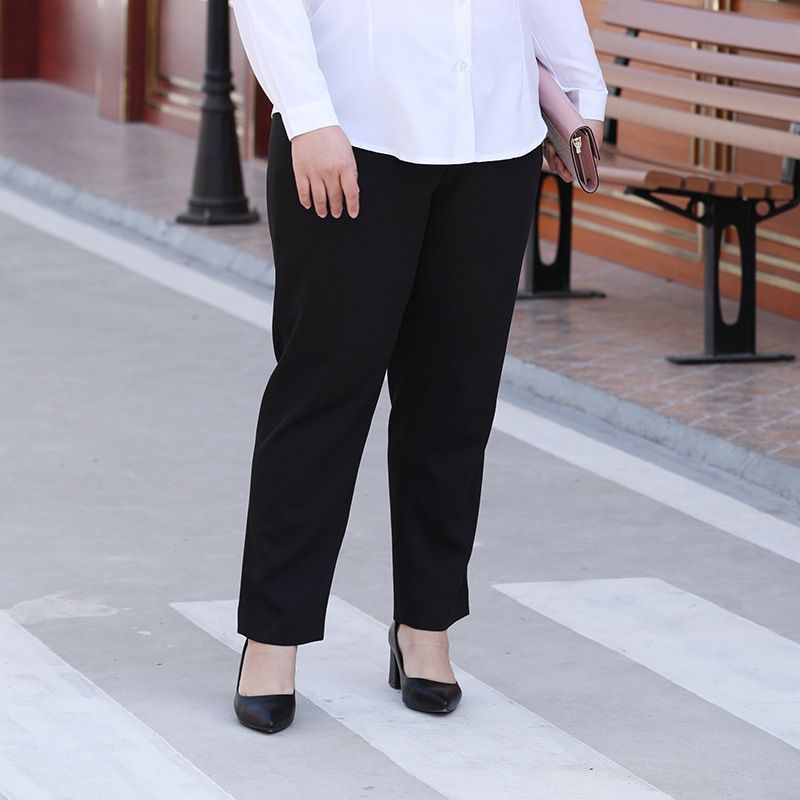 (Black)Plus Size Pants Women Clothing Summer Style Oversized Trousers Wide Leg High Waist Office Lady Pantalones 5XL 7XL  SAB