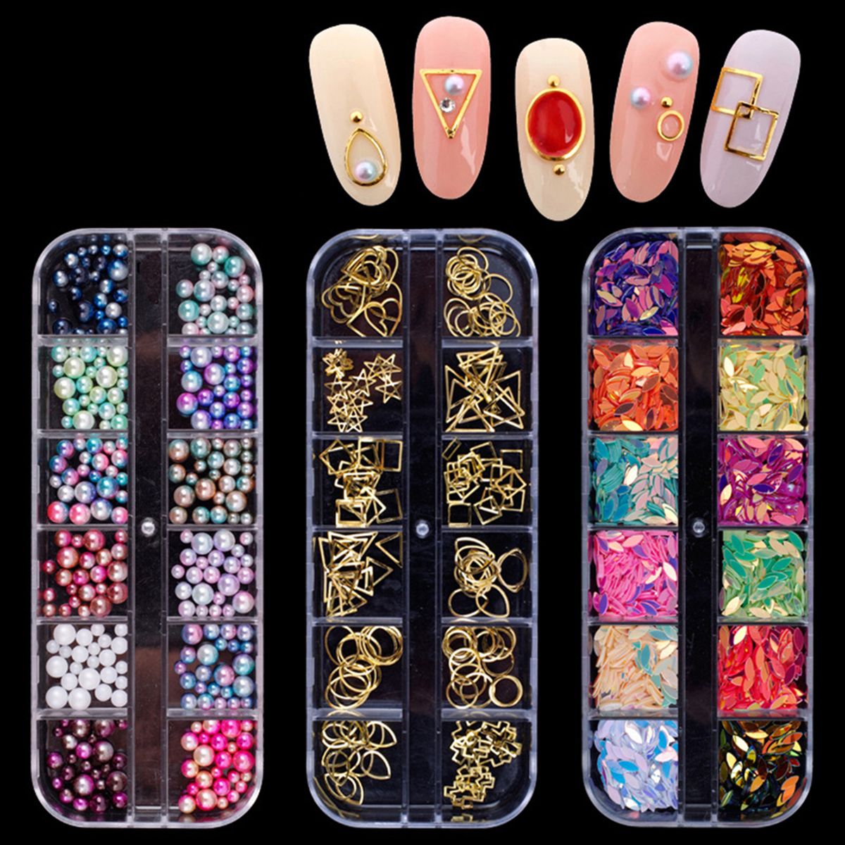 Multicolor Rhinestone Faux Pearl Glitter Nail Art Sequins-6#