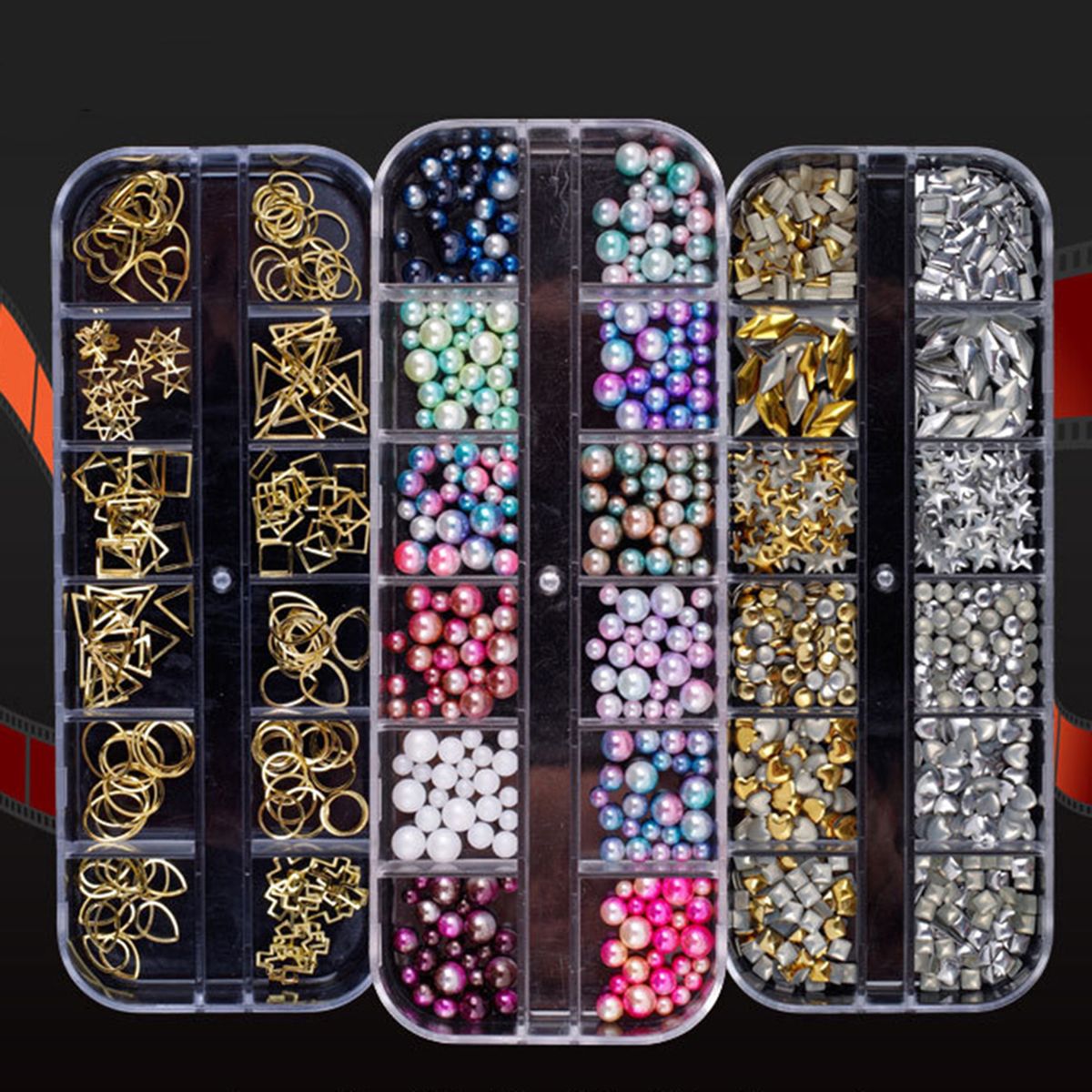 Multicolor Rhinestone Faux Pearl Glitter Nail Art Sequins-6#