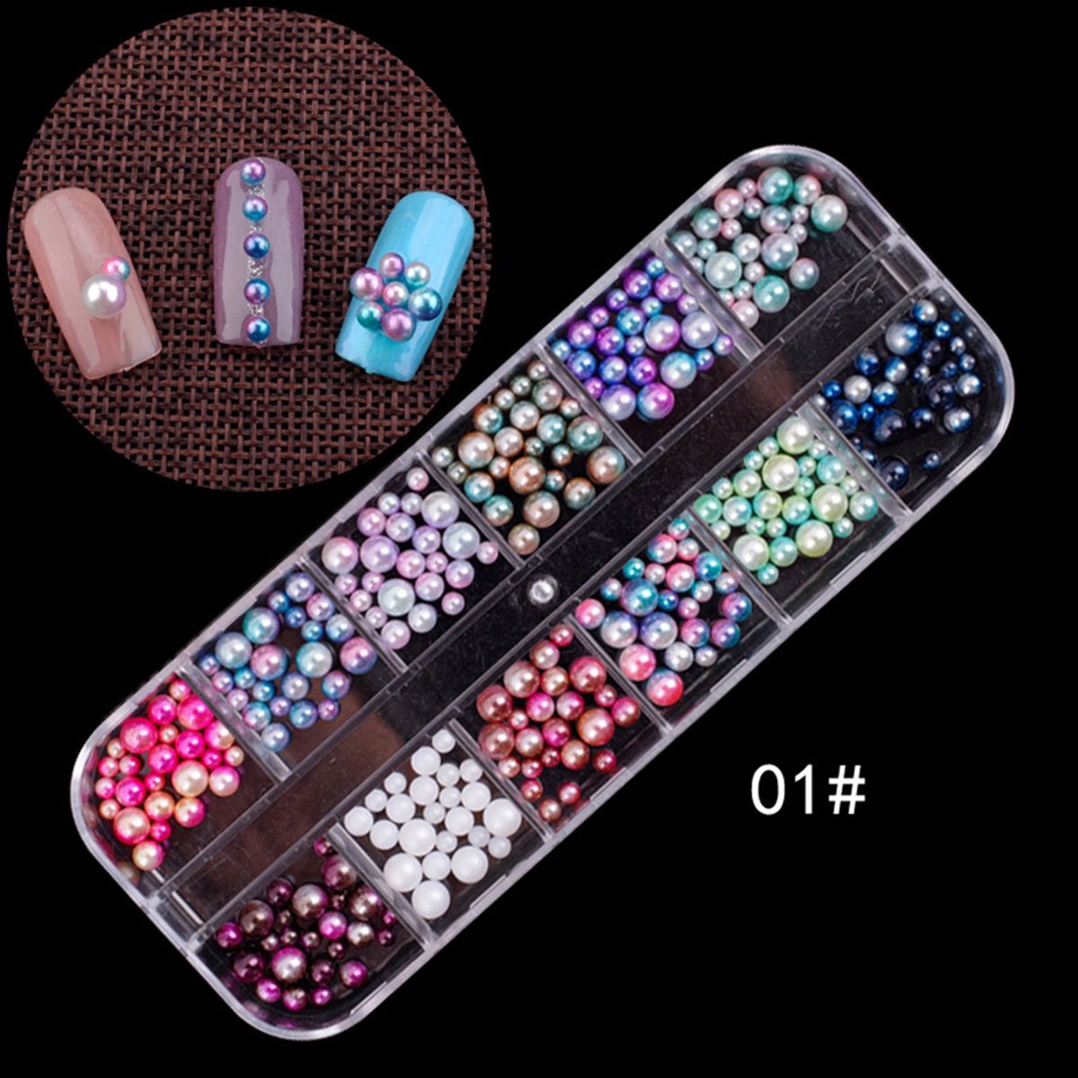 Multicolor Rhinestone Faux Pearl Glitter Nail Art Sequins-6#