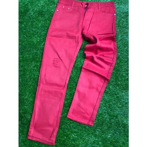 Ripped Luxury Men's Jeans - Red