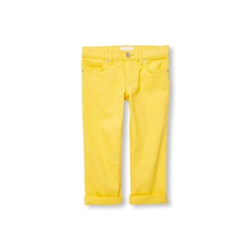 Girls' Solid Capri Jeans- Sunshine Yellow